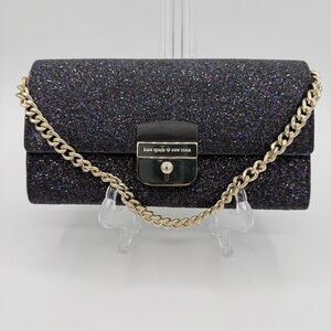 Kate Spade NY Sunset Lane Milou Black Glitter Clutch Evening Bag